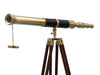 Hampton Nautical 60-Inch Admirals Floor Standing Brass with Leather Telescope