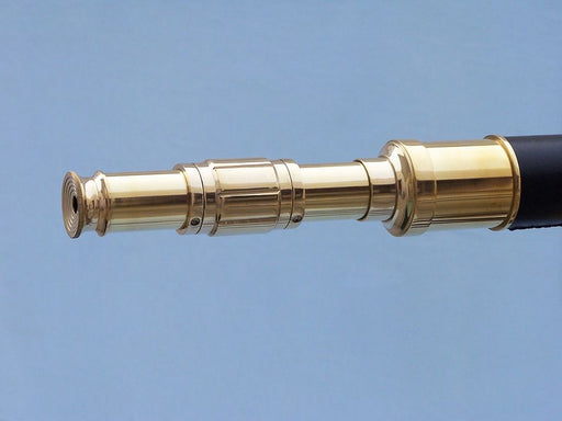 Hampton Nautical 60-Inch Admirals Floor Standing Brass with Leather Telescope Body Eyepiece