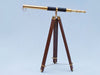 Hampton Nautical 60-Inch Admirals Floor Standing Brass with Leather Telescope Body Mounted on Tripod