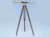 Hampton Nautical 60-Inch Admirals Floor Standing Brass with Leather Telescope Body Mounted on Tripod with Extended Legs
