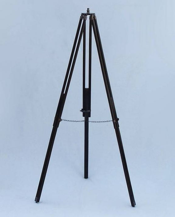 Hampton Nautical 60-Inch Admirals Floor Standing Oil Rubbed Bronze-White Leather with Black Stand Telescope Tripod with Extended Legs