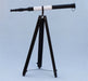 Hampton Nautical 60-Inch Admirals Floor Standing Oil Rubbed Bronze-White Leather with Black Stand Telescope on Tripod