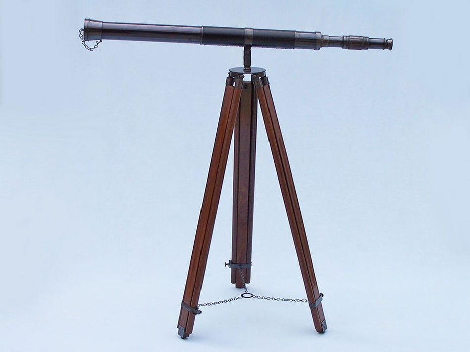 Hampton Nautical 60-Inch Admirals Floor Standing Oil Rubbed Bronze with Leather Telescope Body Mounted on Tripod
