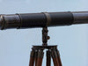 Hampton Nautical 60-Inch Admirals Floor Standing Oil Rubbed Bronze with Leather Telescope Tripod Body Base Side Profile Right