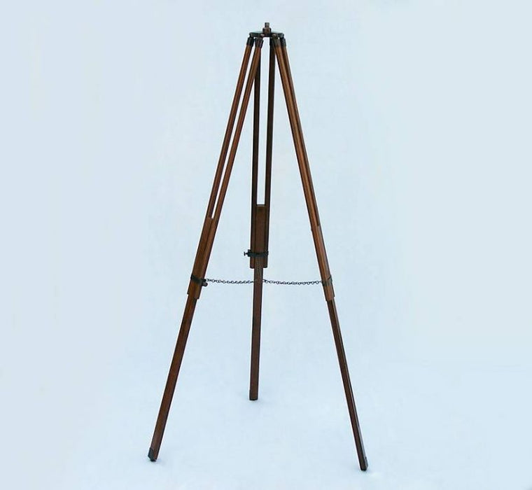 Hampton Nautical 60-Inch Floor Standing Antique Copper Harbor Master Telescope Tripod Extended Legs with Chain
