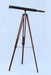 Hampton Nautical 60-Inch Floor Standing Antique Copper with Leather Harbor Master Telescope Body Mounted on Tripod with Extended Legs