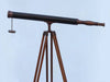 Hampton Nautical 60-Inch Floor Standing Antique Copper with Leather Harbor Master Telescope Body Side Profile Left