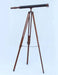 Hampton Nautical 60-Inch Floor Standing Antique Copper with Leather Harbor Master Telescope Mounted on Tripod