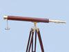 Hampton Nautical 60-inch Floor Standing Brass-Wood Harbor Master Telescope Body Side Profile Left