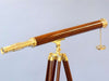 Hampton Nautical 60-inch Floor Standing Brass-Wood Harbor Master Telescope Body Side Profile Right