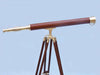 Hampton Nautical 60-inch Floor Standing Brass-Wood Harbor Master Telescope Body on Tripod with Lens Cap