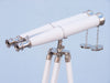 Hampton Nautical 62-Inch Collection Chrome with White Leather Binoculars Body