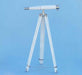 Hampton Nautical 62-Inch Collection Floor Standing Brushed Nickel with White Leather Binoculars Body Mounted on Tripod 