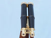 Hampton Nautical 62-Inch Floor Standing Admiral's Brass and Leather Binoculars Body Eyepieces Top Profile