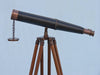 Hampton Nautical 62-Inch Floor Standing Admiral's Bronzed with Leather Binoculars Body Side Profile Left