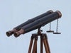 Hampton Nautical 62-Inch Floor Standing Admiral's Bronzed with Leather Binoculars Rear Body Eyepieces Right Side Profile