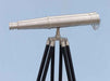 Hampton Nautical 62-Inch Floor Standing Admiral's Brushed Nickel Binoculars Body Side Profile Right