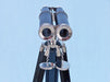 Hampton Nautical 62-Inch Floor Standing Admiral's Chrome and Leather Binoculars Objective Lenses with Caps Front Profile