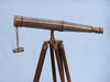 Hampton Nautical 62-Inch Floor Standing Admirals Antique Brass Binoculars Body Side Profile Left