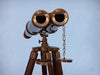 Hampton Nautical 62-Inch Floor Standing Admirals Antique Brass Binoculars Objective Lenses and Caps