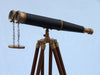 Hampton Nautical 62-Inch Floor Standing Admirals Antique Brass Binoculars with Leather Body