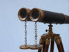 Hampton Nautical 62-Inch Floor Standing Admirals Antique Brass Binoculars with Leather Objective Lenses and Caps