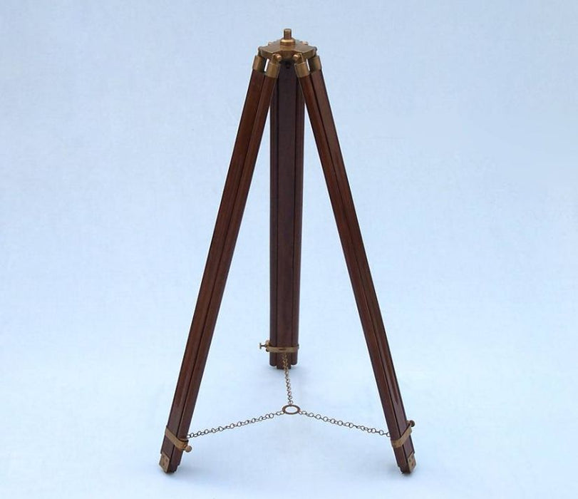 Hampton Nautical 62-Inch Floor Standing Admirals Antique Brass Binoculars with Leather Tripod Legs and Chain