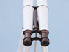 Hampton Nautical 62-Inch Floor Standing Admirals Bronzed with White Leather Binoculars Eyepieces Top Profile