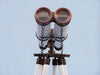 Hampton Nautical 62-Inch Floor Standing Admirals Bronzed with White Leather Binoculars Objective Lenses Front Profile and Caps