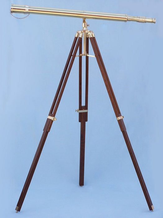 Hampton Nautical 62-Inch Floor Standing Brass Galileo Telescope Body Mounted on Tripod