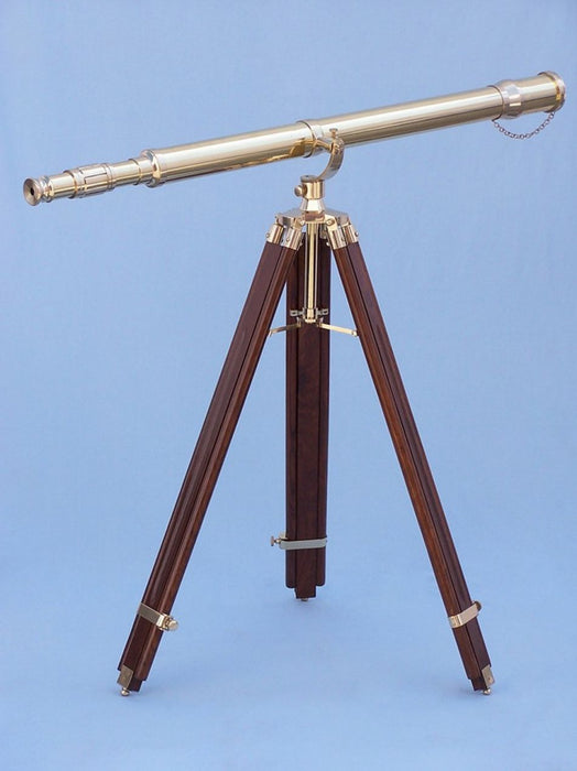 Hampton Nautical 62-Inch Floor Standing Brass Galileo Telescope Body Side Profile Right