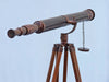 Hampton Nautical 62-Inch Floor Standing Bronzed with Leather Galileo Telescope Rear Body Eyepiece Side Profile Right