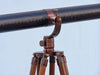 Hampton Nautical 62-Inch Floor Standing Bronzed with Leather Galileo Telescope Tripod Body Right Side Profile