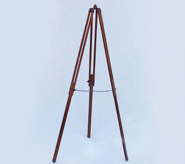 Hampton Nautical 62-Inch Floor Standing Bronzed with Leather Galileo Telescope Tripod Extended Legs with Chain