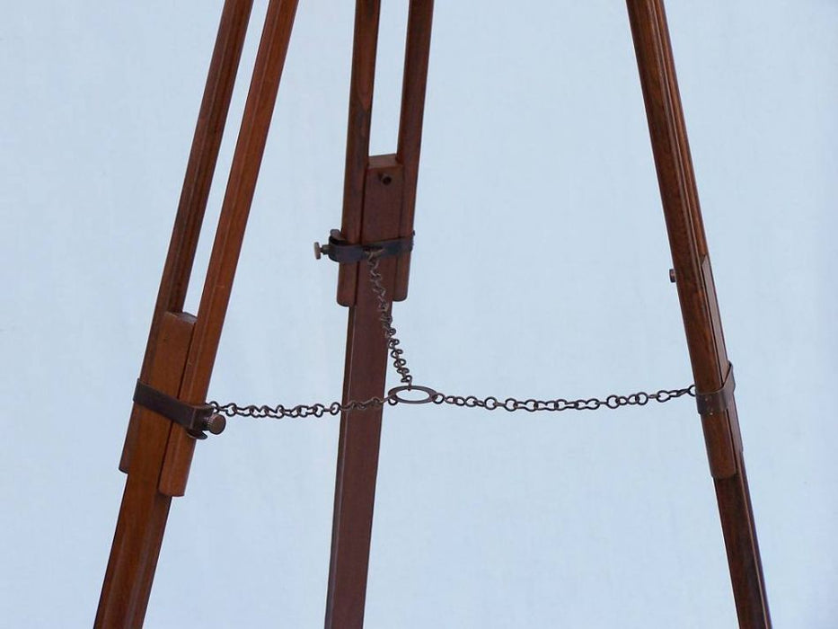 Hampton Nautical 62-Inch Floor Standing Bronzed with Leather Galileo Telescope Tripod Legs with Chain