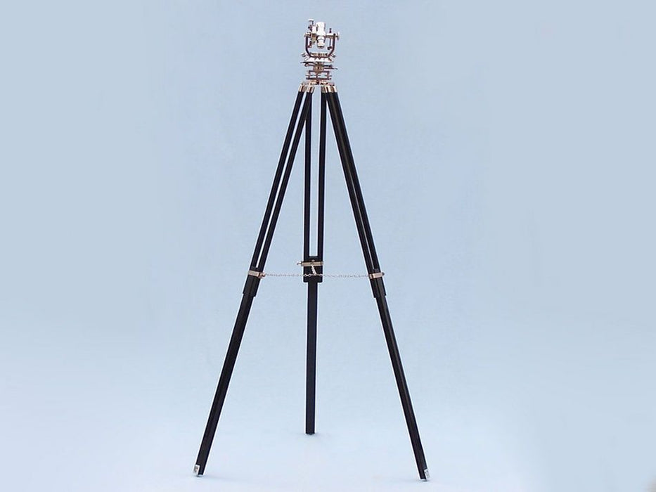 Hampton Nautical 62-Inch Floor Standing Chrome Theodolite on Tripod with Extended Legs