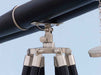 Hampton Nautical 62-inch Floor Standing Admiral's Brushed Nickel with Leather Binoculars Tripod Body Base with Knob