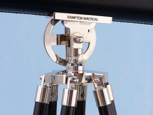 Hampton Nautical 64-Inch Chrome-Leather Griffith Astro Telescope with Black Wooden Legs Tripod Base with Engraved Name and Knob