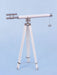 Hampton Nautical 64-Inch Collection Chrome with White Leather Griffith Astro Telescope Body with Tripod Standing Up