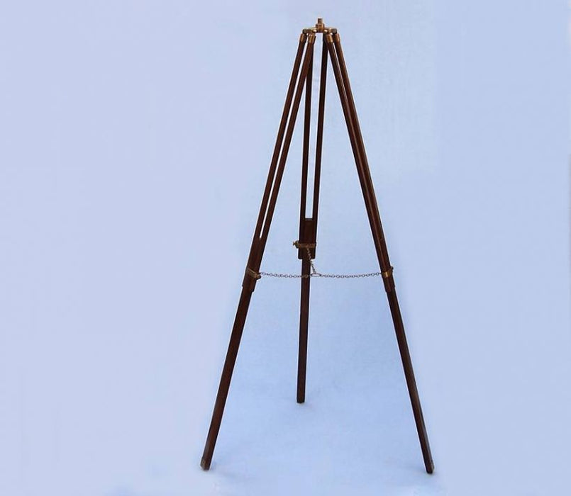 Hampton Nautical 64-Inch Floor Standing Antique Brass with Leather Griffith Astro Telescope Tripod Extended Legs and Chain