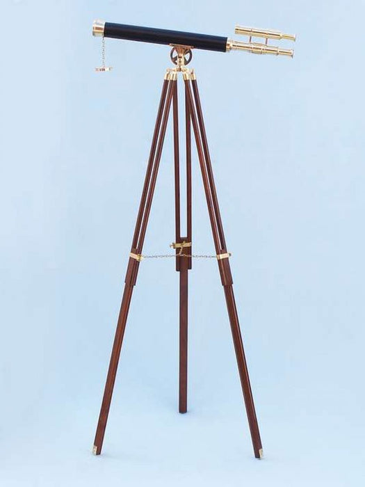 Hampton Nautical 64-Inch Floor Standing Solid Brass - Leather Griffith Astro Telescope Body Mounted on Tripod with Extended Legs