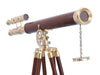 Hampton Nautical 64-Inch Floor Standing Solid Brass - Wood Griffith Astro Telescope
