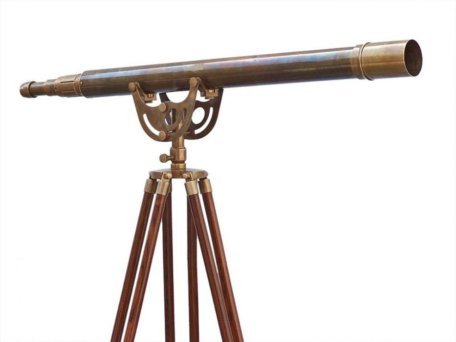 Hampton Nautical 65-Inch Floor Standing Antique Brass Anchormaster Telescope