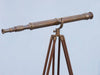 Hampton Nautical 65-Inch Floor Standing Antique Brass Galileo Telescope Body on Tripod Right Side Profile