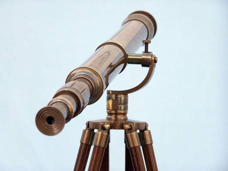 Hampton Nautical 65-Inch Floor Standing Antique Brass Galileo Telescope Eyepiece