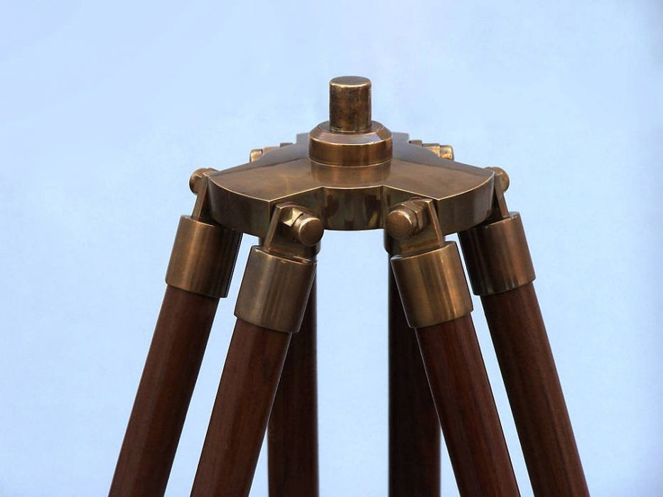 Hampton Nautical 65-Inch Floor Standing Antique Brass Leather Anchormaster Telescope Tripod Base