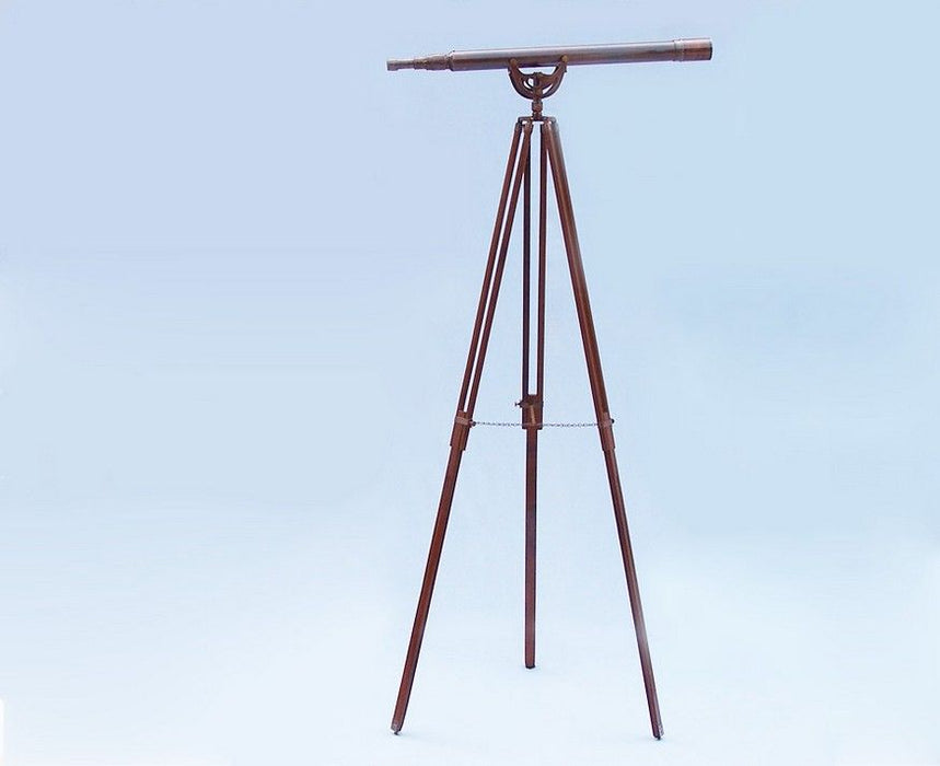 Hampton Nautical 65-Inch Floor Standing Antique Copper Anchormaster Telescope Body Mounted on Tripod with Extended Legs