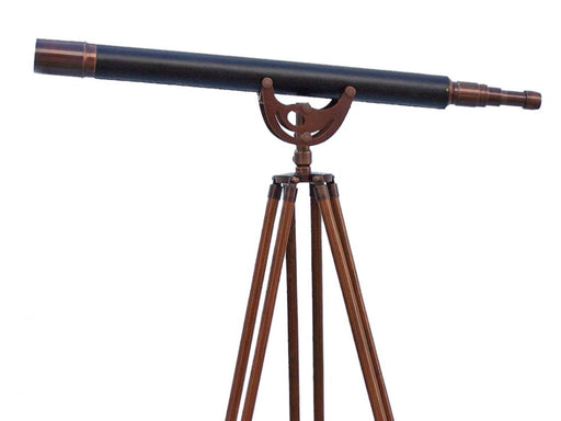 Hampton Nautical 65-Inch Floor Standing Antique Copper with Leather Anchormaster Telescope