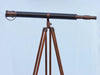 Hampton Nautical 65-Inch Floor Standing Antique Copper with Leather Galileo Telescope Body Side Profile Left