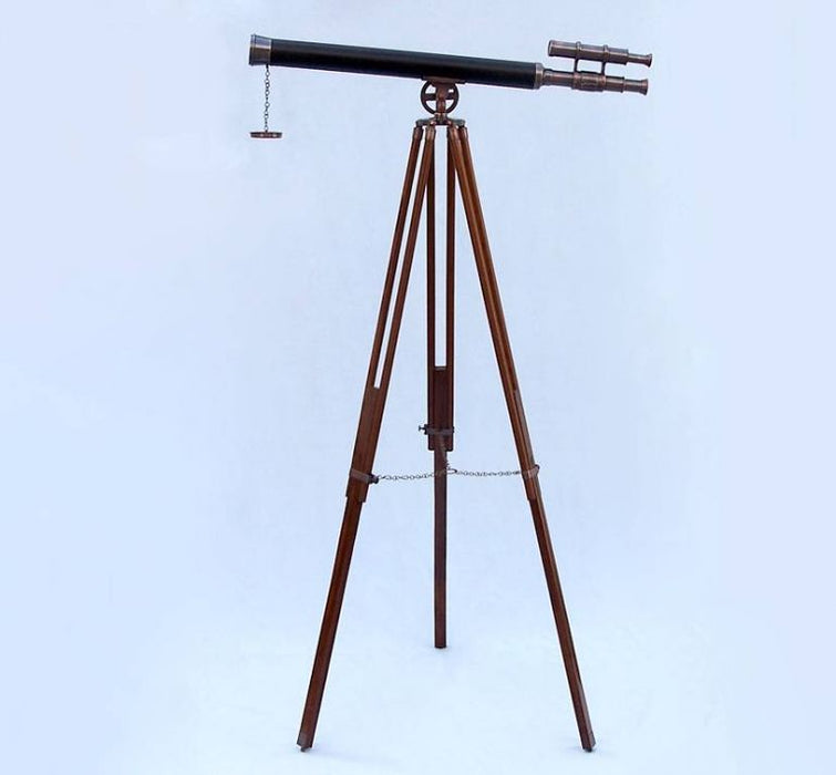 Hampton Nautical 65-Inch Floor Standing Antique Copper with Leather Griffith Astro Telescope Mounted on Tripod